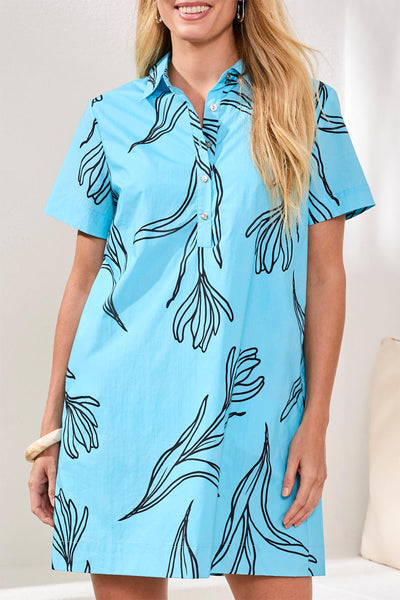 TRIBAL - S/S PRINT SHIRT DRESS - 2437O-8138 - AQUA SKY