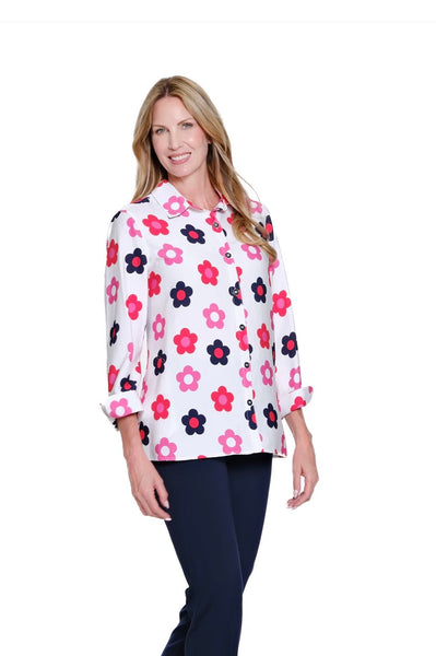 MULTIPLES - FLOWER PRINT 3/4 SLEEVE SHIRT - M16112 - FLOWER MULTI