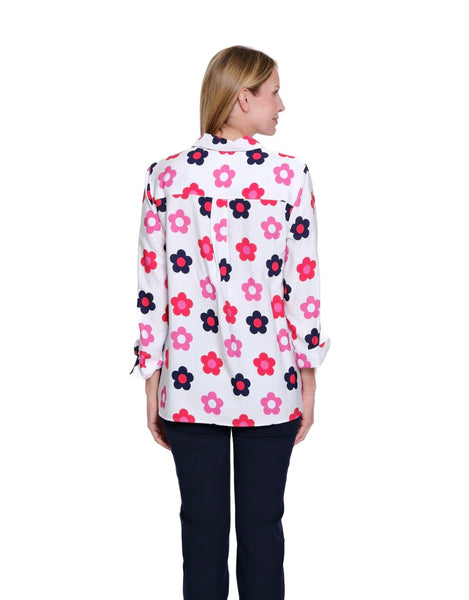 MULTIPLES - FLOWER PRINT 3/4 SLEEVE SHIRT - M16112 - FLOWER MULTI