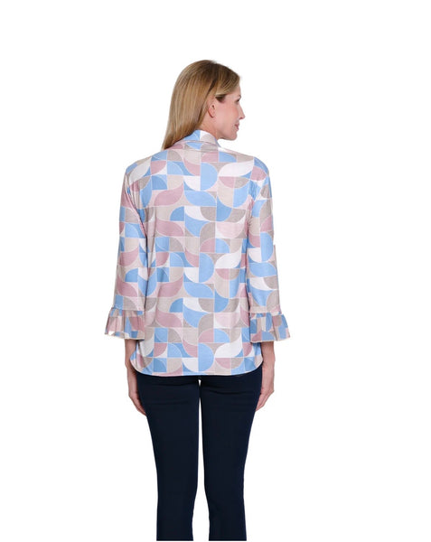 MULTIPLES - PRINT FLOUNCE SLEEVE JERSEY KNIT TOP - M16108 - MULTI