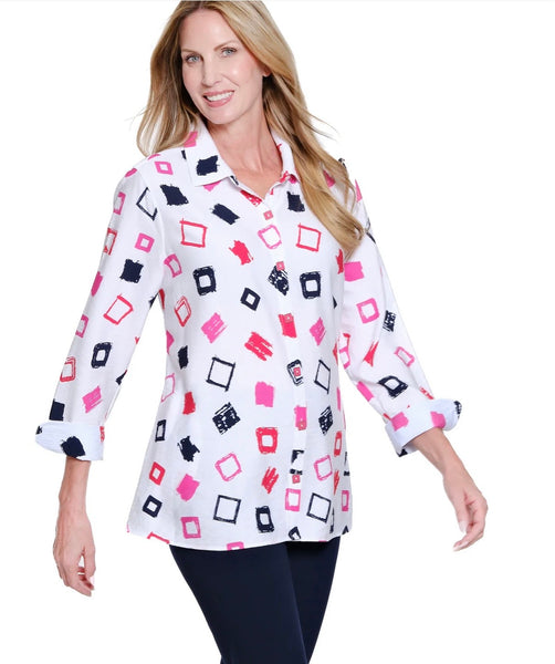 MULTIPLES - GEO PRINT SHIRT-M16606