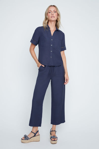 RENUAR -  LINEN BLEND PULL ON STRAIGHT CROP - R11058-E3075