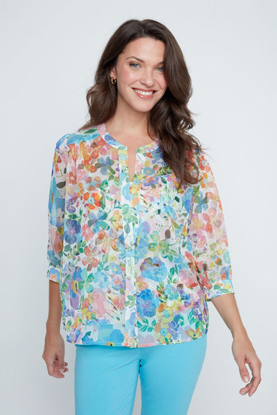 RENUAR - SHEER PRINT BLOUSE W/ MATCHING CAMI - R5239-110