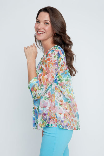 RENUAR - SHEER PRINT BLOUSE W/ MATCHING CAMI - R5239-110