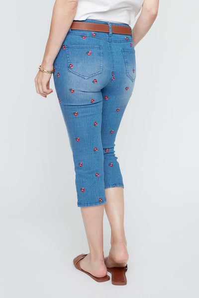 RENUAR - CHERRY PRINT DENIM CAPRI - R8132D-E3094