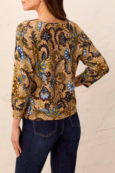 TRIBAL - PRINT 3/4 SLEEVE SWEATER - 2175O-8169 - 2 Colours
