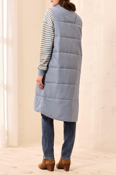 TRIBAL - LONG ZIP FRINT QUILTED VEST  - 2314O-3823 - 3 Colours