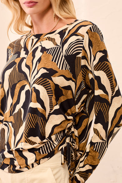 TRIBAL - PRINT TOP W/ SIDE RUCHING DETAIL - 3168O-3457 -4 Colours