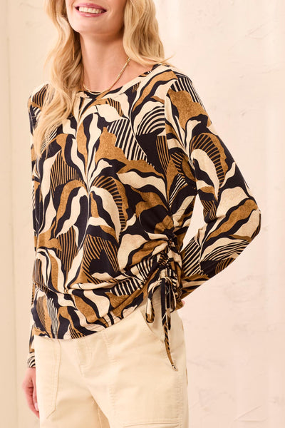 TRIBAL - PRINT TOP W/ SIDE RUCHING DETAIL - 3168O-3457 -4 Colours