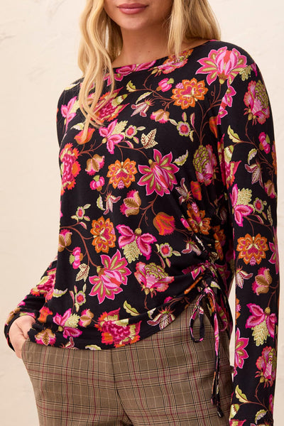 TRIBAL - PRINT TOP W/ SIDE RUCHING DETAIL - 3168O-3457 -4 Colours