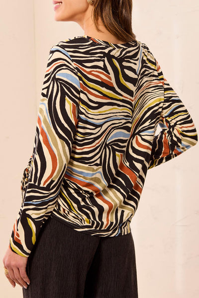 TRIBAL - PRINT TOP W/ SIDE RUCHING DETAIL - 3168O-3457 -4 Colours