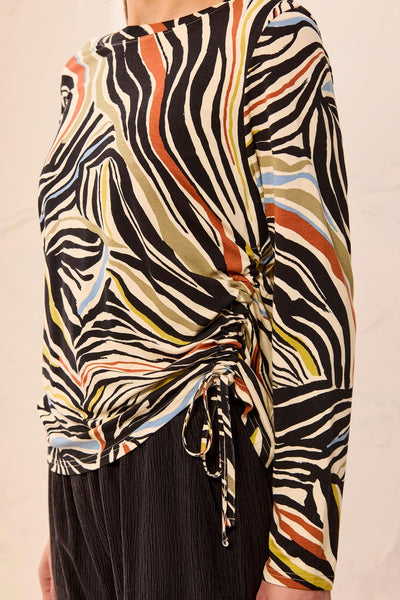 TRIBAL - PRINT TOP W/ SIDE RUCHING DETAIL - 3168O-3457 -4 Colours