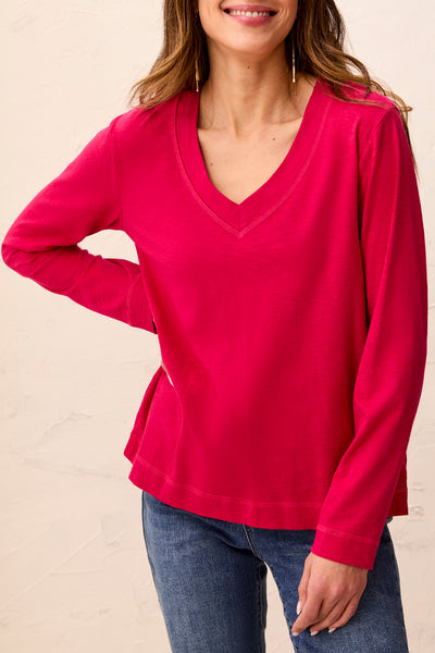 TRIBAL - V NECK COTTON TOP - 3169O-8285 - 4 Colours