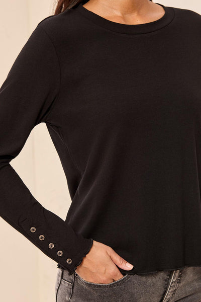 TRIBAL - CREW NECK TOP W/ BUTTON DETAIL - 3174O-8514 - 2 Colours
