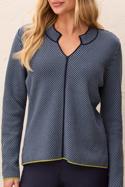TRIBAL - SPLIT NECK COTTON SWEATER - 3184O-576 - 2 Colours