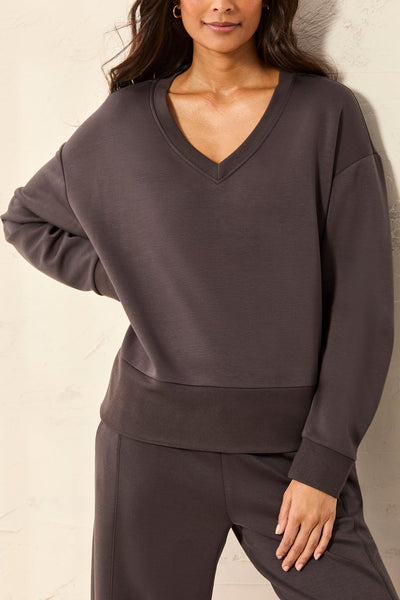 TRIBAL - TECHNO LUX V NECK POPOVER TOP - 3202O-3390