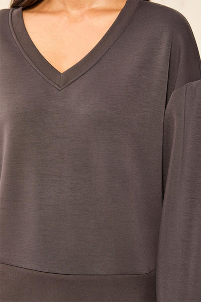 TRIBAL - TECHNO LUX V NECK POPOVER TOP - 3202O-3390