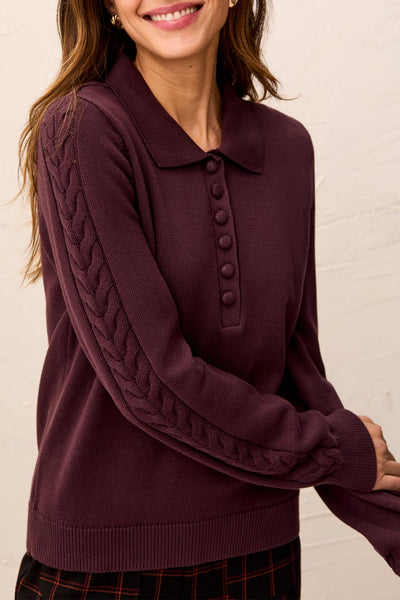 TRIBAL - POLO COTTON CABLE SWEATER - 3214O-576 - 2 Colours