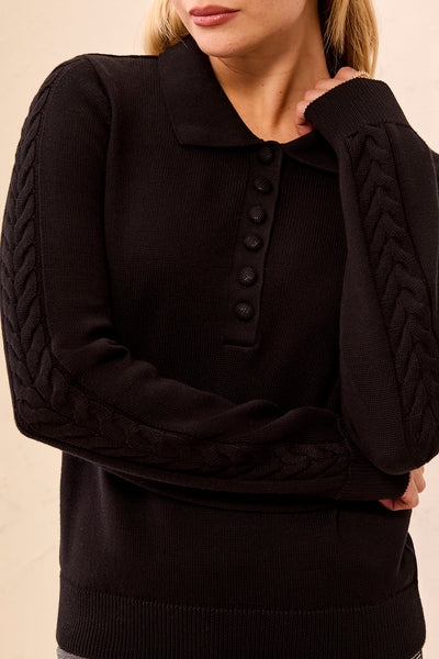 TRIBAL - POLO COTTON CABLE SWEATER - 3214O-576 - 2 Colours
