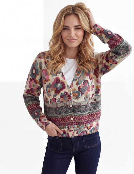 CYC - VINTAGE FLORAL PRINT KNIT CARDIGAN - 262-8056