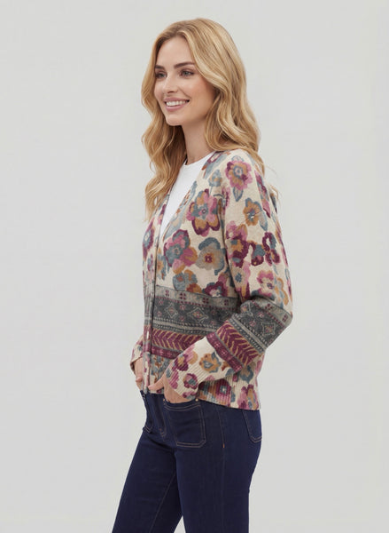 CYC - VINTAGE FLORAL PRINT KNIT CARDIGAN - 262-8056