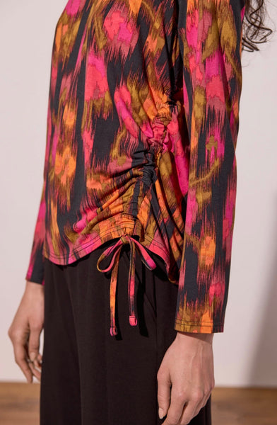 TRIBAL - PRINT TOP W/ SIDE RUCHING DETAIL - 3168O-3457 -4 Colours