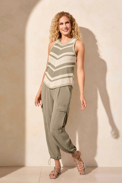 TRIBAL - SLEEVELESS CREW NECK COTTON SWEATER - 5711O-576
