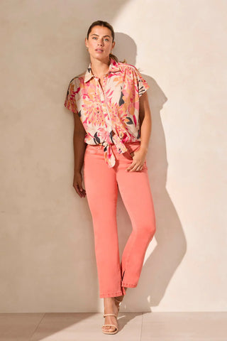 TRIBAL -TEABERRY TIE FRONT TOP - 2084O-8134