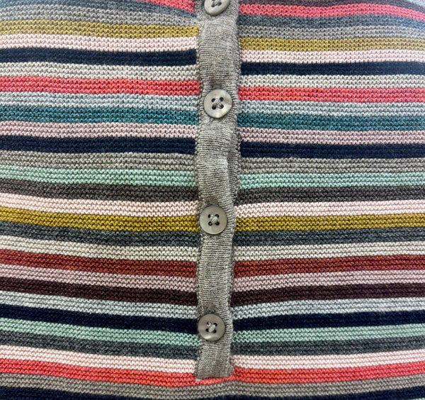 MANSTEAD - MOMENT ORGANIC COTTON STRIPED SWEATER WITH BACK BUTTON DETAIL