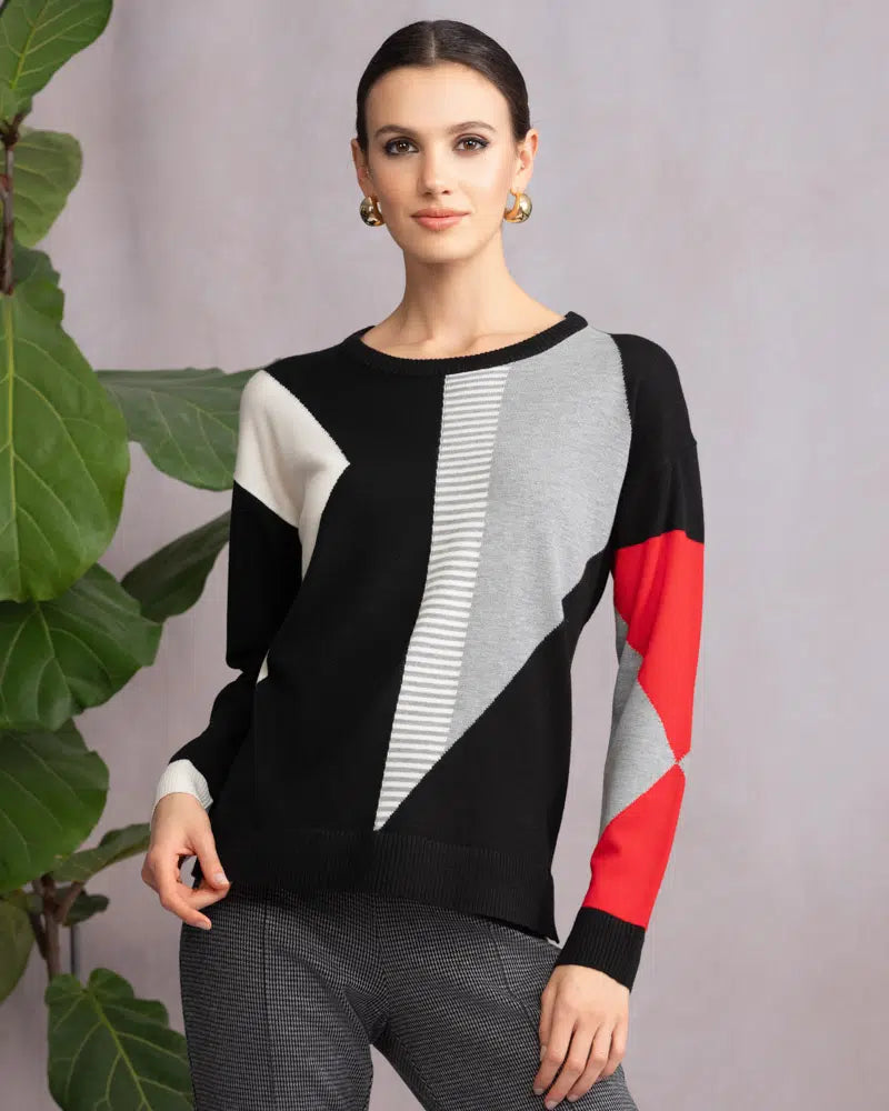 ALISON SHERI - COLOUR BLOC CREW NECK SWEATER - A46438