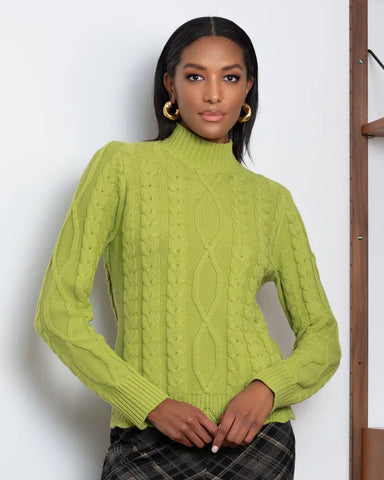 ALISON SHERI - CABLE MOCK NECK SWEATER- A46083 - 4 Colours