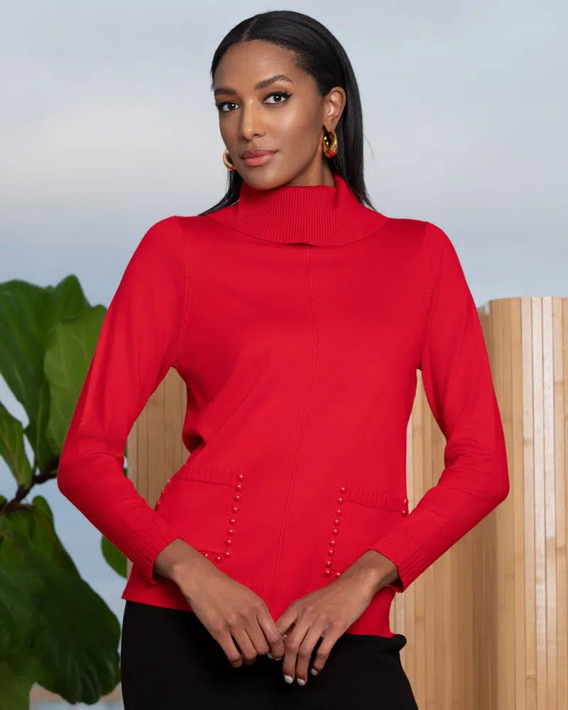 ALISON SHERI - TURTLENECK SWEATER WITH EMBELLISHED POCKETS - A46090