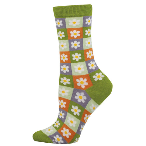 SOCKSMITH BAMBOO CREW SOCKS - DAISY SQUARES