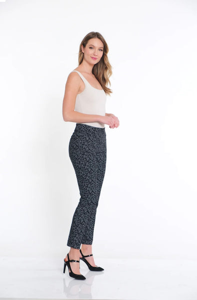 MULTIPLES - BLACK / WHITE SQUIGGLE PRINT ANKLE PANT - M14702PM