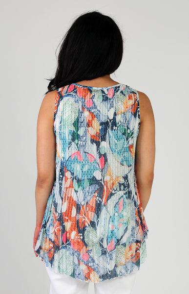 FRESH FX - FLORAL PLEATED SLEEVELESS TOP - 371582