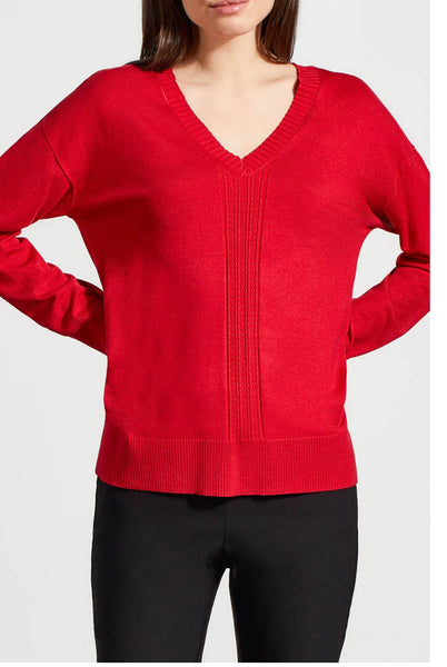 TRIBAL- V NECK SWEATER WITH CABLE DETAIL - 1924O-133 - 6 Colours