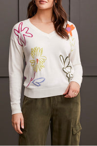 TRIBAL - WHIMSICAL FLOWERS JACQUARD SWEATER - 5668O-6018