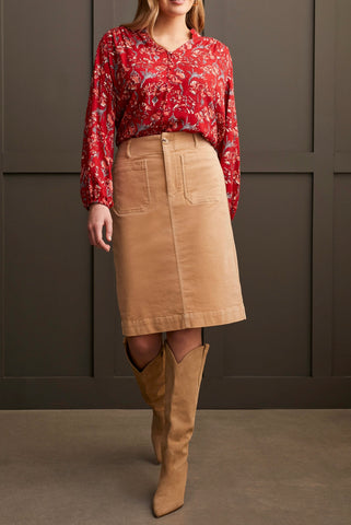 TRIBAL - FRONT FLY CORDUROY SKIRT - 1891O-3779 - 2 Colours