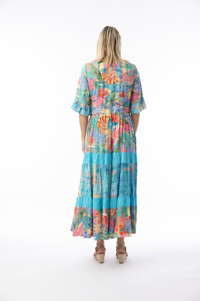 ORIENTIQUE - MALIVINAS PRINT TIE WAIST MAXI DRESS -30177