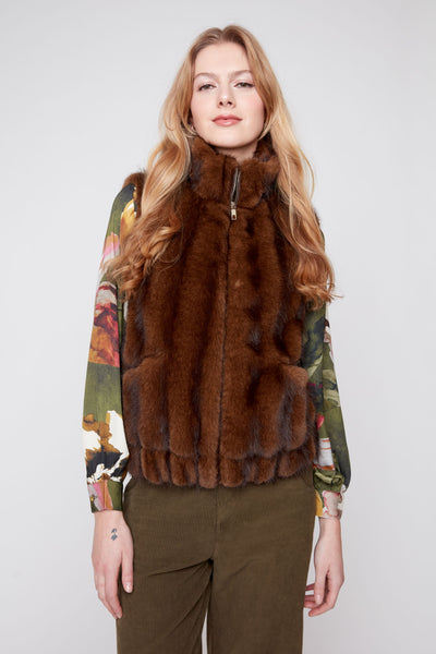 RENAUR - MINK LOOK FAUX FUR VEST - R3980L-E3140
