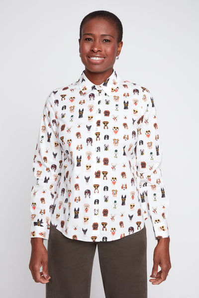 RENUAR - DOG PRINT CRISP POPLIN SHIRT - R5278-470