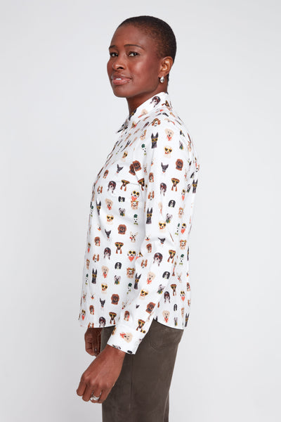 RENUAR - DOG PRINT CRISP POPLIN SHIRT - R5278-470
