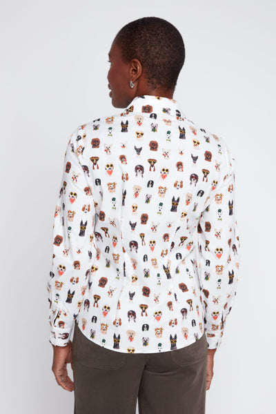 RENUAR - DOG PRINT CRISP POPLIN SHIRT - R5278-470