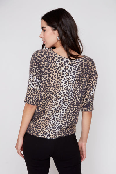 RENUAR - PRINTED LEOPARD KNIT CARDI SWEATER - R6007-4789