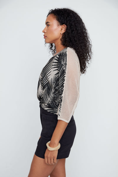 RENUAR - JACQUARD PALM KNIT TOP -R6985-4495