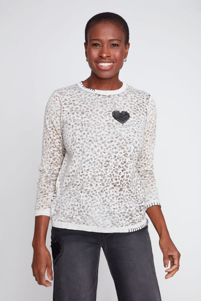 RENUAR - ANIMAL PRINT COTTON SWEATER  - R6998-4131