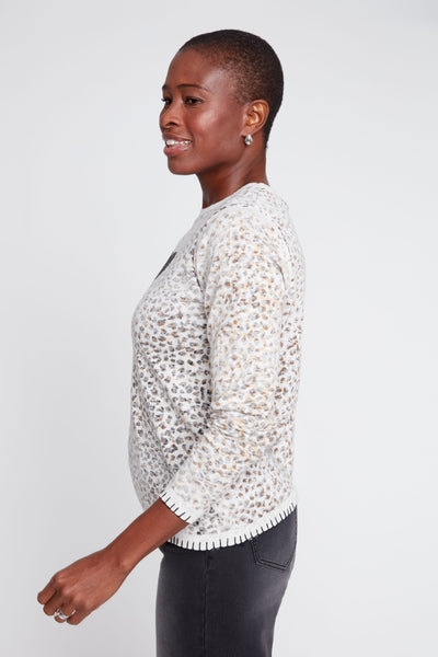RENUAR - ANIMAL PRINT COTTON SWEATER  - R6998-4131