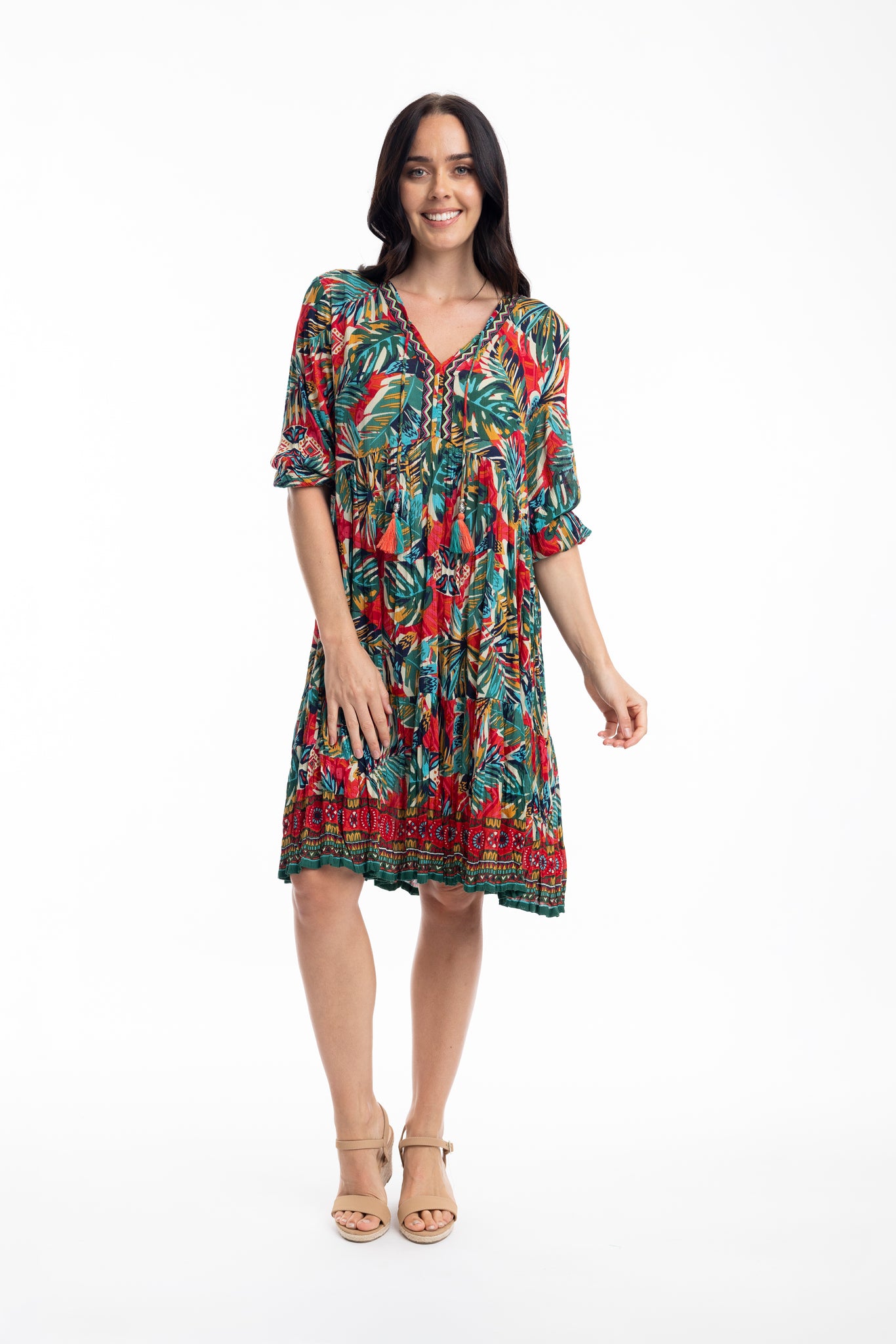 ORIENTIQUE - RIO - BORDER PRINT DRESS - 61699