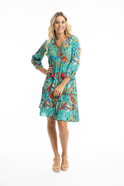 ORIENTIQUE - SERENGETTI - BORDER PRINT DRESS - 91012