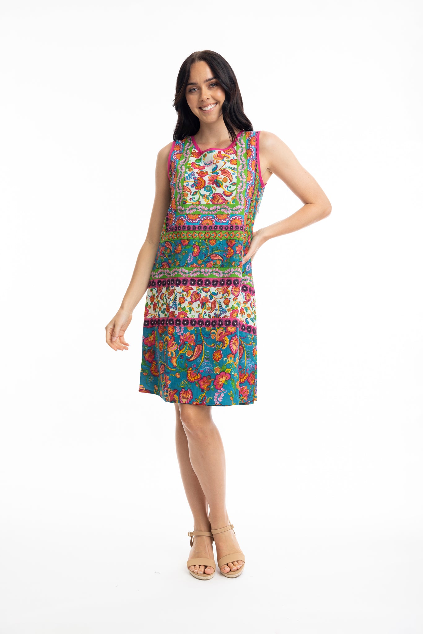 ORIENTIQUE - CARVALHO - ORGANIC COTTON - REVERSIBLE PRINT DRESS - 61665